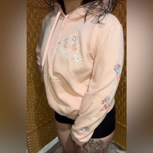 adidas Peach Pink Pullover Hoodie with Floral Logo
